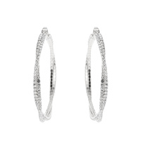 LARGE RHINESTONE PAVE CROSSOVER HOOP EARRINGS