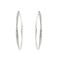 LARGE RHINESTONE PAVE CROSSOVER HOOP EARRINGS