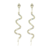 RHINESTONE SNAKE DANGLE DROP POST EARRINGS