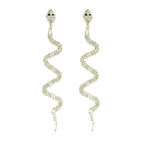 RHINESTONE SNAKE DANGLE DROP POST EARRINGS