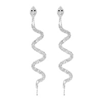 RHINESTONE SNAKE DANGLE DROP POST EARRINGS