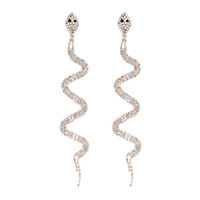 RHINESTONE SNAKE DANGLE DROP POST EARRINGS