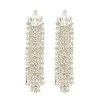 PETAL CLUSTER POST RHINESTONE TASSEL EARRINGS