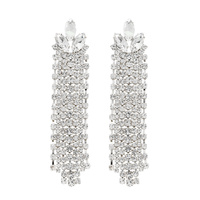 PETAL CLUSTER POST RHINESTONE TASSEL EARRINGS