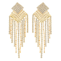 CRYSTAL RHINESTONE METALLIC MESH DROP TASSEL