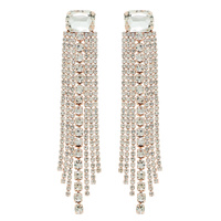 GEMSTONE POST RHINESTONE TASSEL EARRINGS