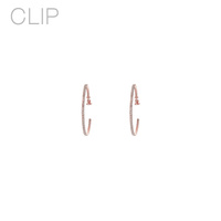 40MM CRYSTAL RHINESTONE CLIP HOOP EARRINGS