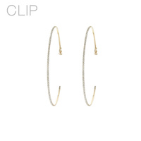 100MM RHINESTONE CLIP HOOP EARRINGS