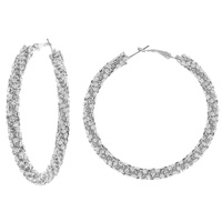 80MM PAVE TWISTED RHINESTONE DESIGN HOOP EARRINGS