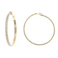 60MM 2 LINE PAVE RHINESTONE HOOP EARRINGS