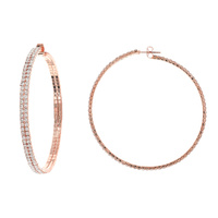 60MM 2 LINE PAVE RHINESTONE HOOP EARRINGS