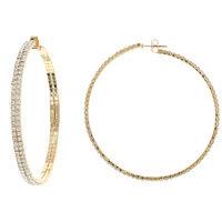 80MM 2 LINE PAVE RHINESTONE HOOP EARRINGS