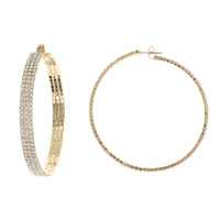 60MM 3 LINE PAVE RHINESTONE HOOP EARRINGS