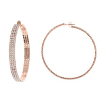 60MM 3 LINE PAVE RHINESTONE HOOP EARRINGS