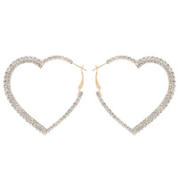 CRYSTAL RHINESTONE HEART HOOP EARRINGS