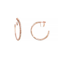 ROSE GOLD RHINESTONE CLIP HOOP EARRING
