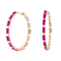 80MM CRYSTAL CLUSTER HOOP EARRINGS IN GOLD AND SILVER TONE METAL