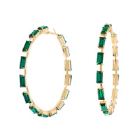 80MM CRYSTAL CLUSTER HOOP EARRINGS IN GOLD AND SILVER TONE METAL