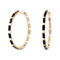 80MM CRYSTAL CLUSTER HOOP EARRINGS IN GOLD AND SILVER TONE METAL