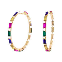 80MM CRYSTAL CLUSTER HOOP EARRINGS IN GOLD AND SILVER TONE METAL