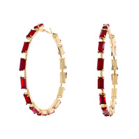 80MM CRYSTAL CLUSTER HOOP EARRINGS IN GOLD AND SILVER TONE METAL