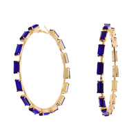 80MM CRYSTAL CLUSTER HOOP EARRINGS IN GOLD AND SILVER TONE METAL