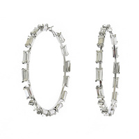 80MM CRYSTAL CLUSTER HOOP EARRINGS IN GOLD AND SILVER TONE METAL