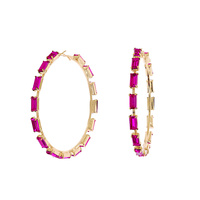 70MM CRYSTAL CLUSTER HOOP EARRINGS IN GOLD AND SILVER TONE METAL