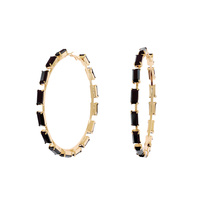 70MM CRYSTAL CLUSTER HOOP EARRINGS IN GOLD AND SILVER TONE METAL