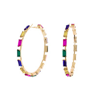 70MM CRYSTAL CLUSTER HOOP EARRINGS IN GOLD AND SILVER TONE METAL