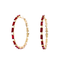 70MM CRYSTAL CLUSTER HOOP EARRINGS IN GOLD AND SILVER TONE METAL