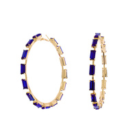 70MM CRYSTAL CLUSTER HOOP EARRINGS IN GOLD AND SILVER TONE METAL