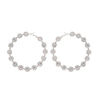 FLORAL CRYSTAL RHINESTONE STATION HOOP EARRINGS