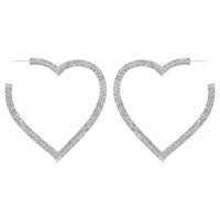 RHINESTONE HEART HOOP EARRINGS HOOPS