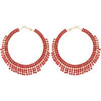 70MM CRYSTAL CRESCENT FRINGE HOOP EARRINGS IN GOLD AND SILVER TONE METAL