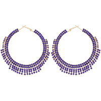 70MM CRYSTAL CRESCENT FRINGE HOOP EARRINGS IN GOLD AND SILVER TONE METAL