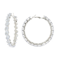 50MM TEARDROP CUT CUBIC ZIRCONIA HOOP EARRINGS