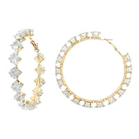 SQUARE CRYSTAL CZ CUBIC ZIRCONIA  HOOP EARRINGS