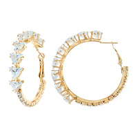 40MM TRIANGLE CUT CUBIC ZIRCONIA TENNIS HOOP EARRINGS