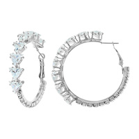 40MM TRIANGLE CUT CUBIC ZIRCONIA TENNIS HOOP EARRINGS