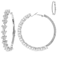 70MM TRIANGLE CUT CUBIC ZIRCONIA TENNIS HOOP EARRINGS