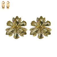 MARQUISE STONE FLOWER CLIP ON EARRING