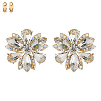 MARQUISE STONE FLOWER CLIP ON EARRING