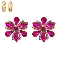 MARQUISE STONE FLOWER CLIP ON EARRINGS