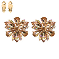 MARQUISE STONE FLOWER CLIP ON EARRINGS