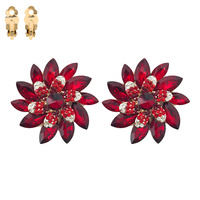 RHINESTONE MARQUISE STONE FLOWER CLIP EARRINGS