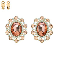 OVAL RHINESTONE CLIP EARRINGS