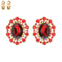 OVAL RHINESTONE CLIP EARRINGS
