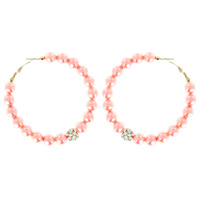 PEARL HOOP EARRINGS WITH RHINESTONE BALL
