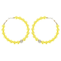 PEARL HOOP EARRINGS WITH RHINESTONE BALL